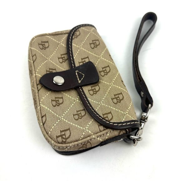 Dooney & Bourke Wristlet Brown Canvas Leather Signature Clutch Made In USA - Picture 3 of 10